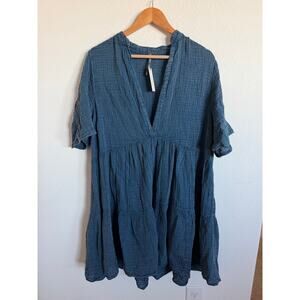 Anthropologie Womens Plus size Kallie Flowy Tunic Dress Blue Size 1X NWT cotton